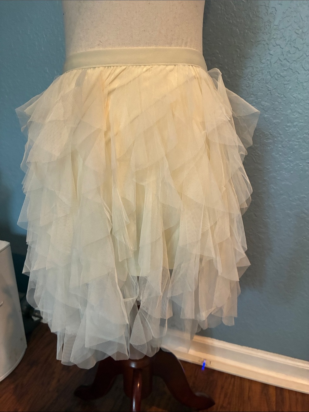 Layered Tulle Mini Skirt in Cream